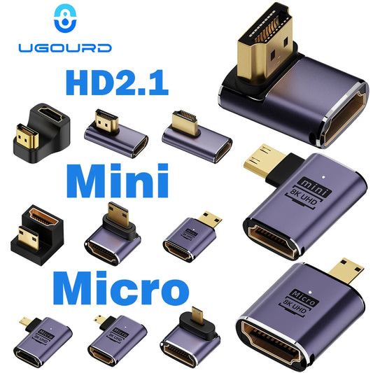 🎮 Adaptador HDMI 2.1 【8K@60Hz/4K@120Hz】- Compatible con PS5, Proyectores, Laptops & PC 🚀 48Gbps Ultra HD | Mini/Micro HDMI a HDMI