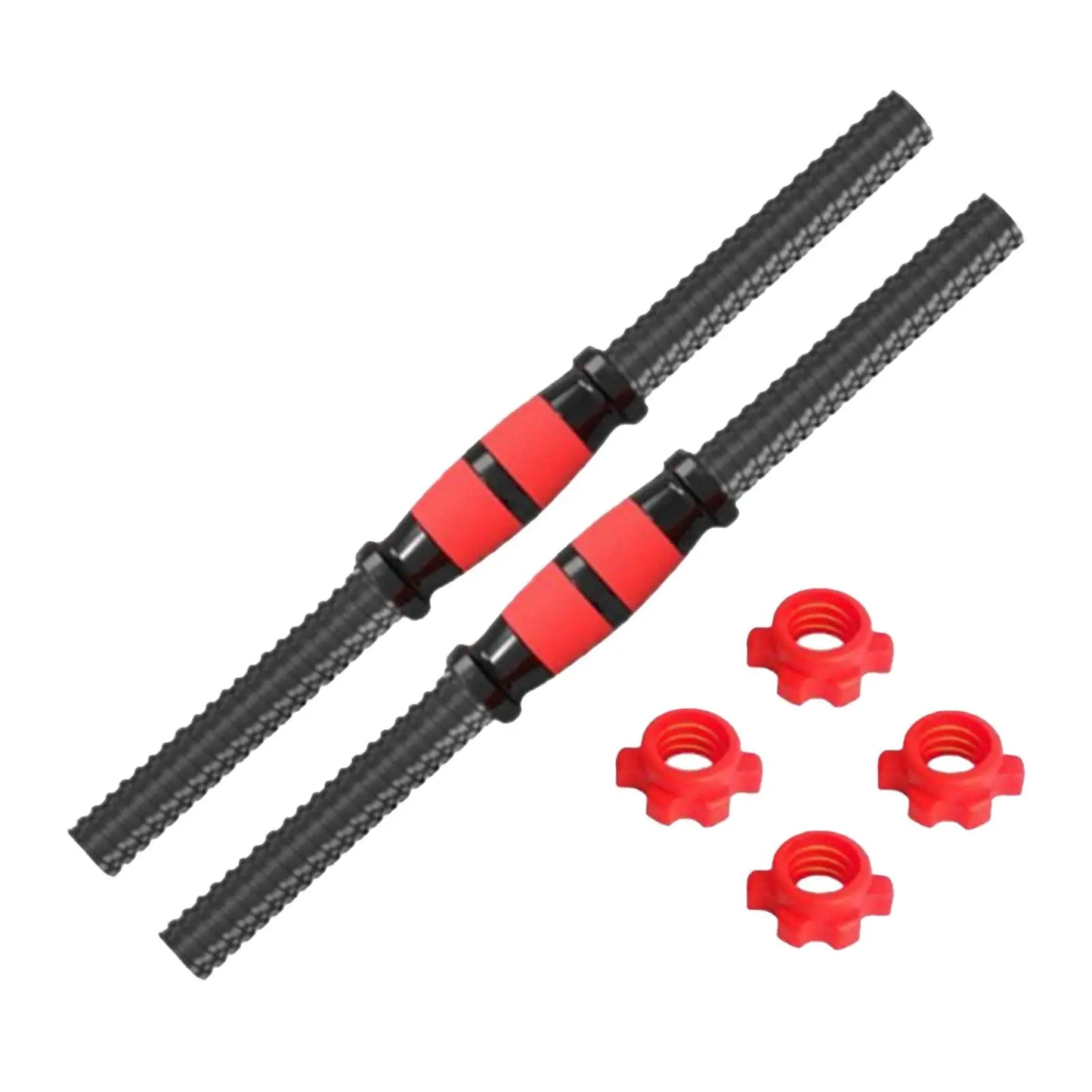 Barras de Mancuernas de Acero Premium【2 Unidades】- Agarre Antideslizante & Kit de Tuercas para Gimnasio