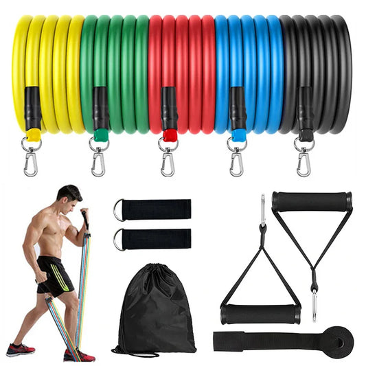 Bandas de Resistencia TPE 【11 Piezas】- Niveles 15-150 lbs ✅ Ideal para Glúteos, Piernas & Tonificación