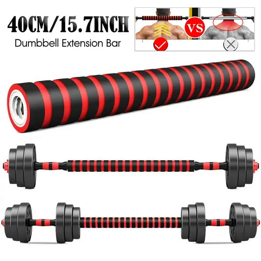 Barra de Extensión para Mancuernas 【40 cm】Acero Reforzado Antideslizante - Ideal para Gym en Casa