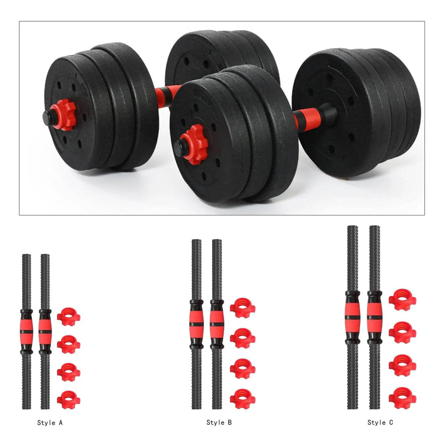 Barras de Mancuernas de Acero Premium【2 Unidades】- Agarre Antideslizante & Kit de Tuercas para Gimnasio