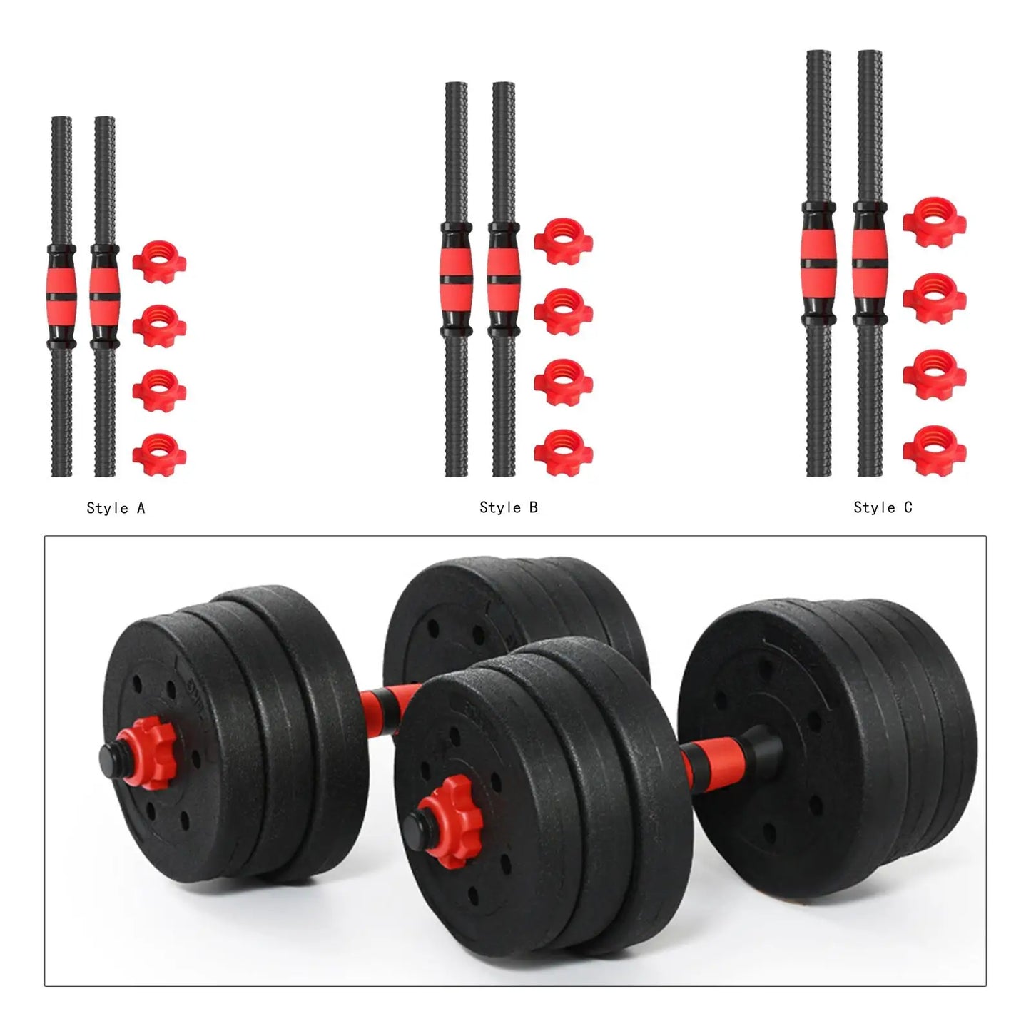 Barras de Mancuernas de Acero Premium【2 Unidades】- Agarre Antideslizante & Kit de Tuercas para Gimnasio