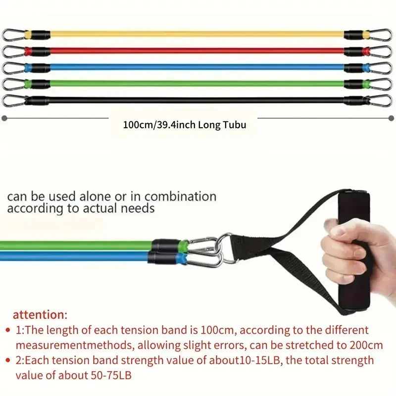Bandas de Resistencia TPE 【11 Piezas】- Niveles 15-150 lbs ✅ Ideal para Glúteos, Piernas & Tonificación