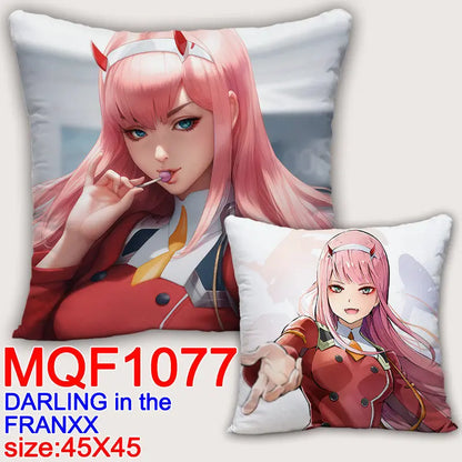 Fundas de almohada con estampado 3D de doble cara, funda de almohada de 45x45cm de zero two varios modelos