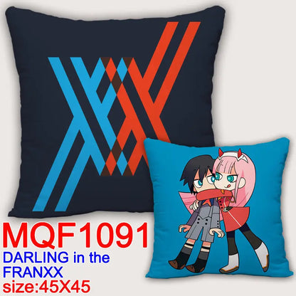 Fundas de almohada con estampado 3D de doble cara, funda de almohada de 45x45cm de zero two varios modelos