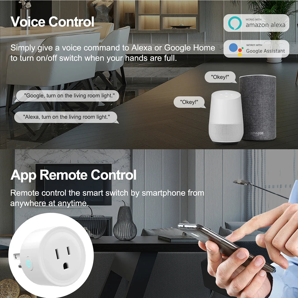 Enchufe Inteligente con Temporizador Funciona con Alexa, Google y SmartLife