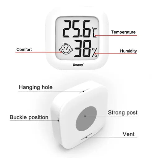 Termómetro Digital LCD con Medidor de Humedad