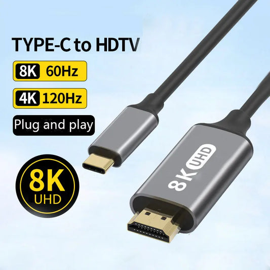 🔌 Cable Tipo C a HDMI 4K 60Hz 30Hz 8K 【2 Metros】- Compatible con MacBook, Samsung, iPad & Más 🚀