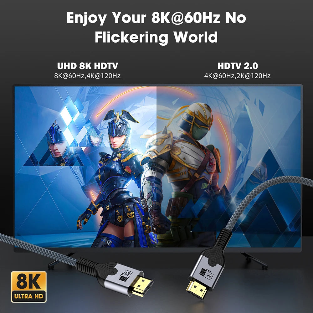 🚀 Cable HDMI 2.1 8K/60Hz & 4K/120Hz 【3m/5m】- 48Gbps, HDR Dinámico, Alta Velocidad para PS5, Xbox, Apple TV & Más 🎮