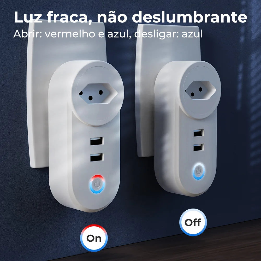 Enchufe inteligente con Wifi, toma de corriente con 2 puertos de carga USB, funciona a través de Alexa y Google Home, 16A