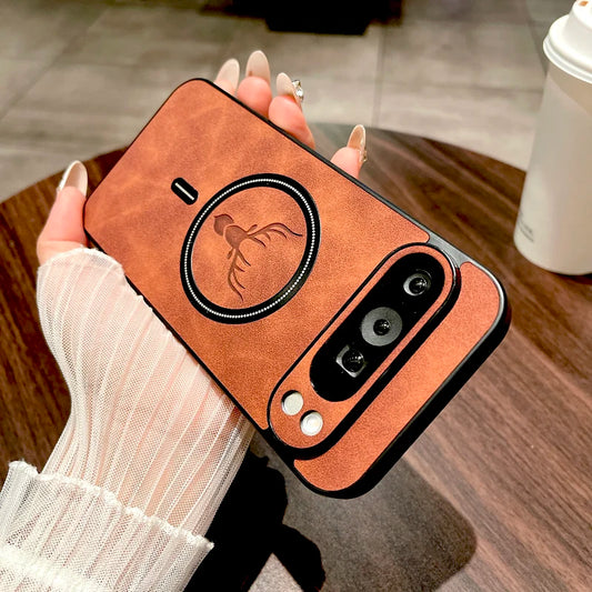 Funda de Cuero PU Vintage con MagSafe【Carga Inalámbrica】para Google Pixel 10, 9, 8, 7 Pro, XL, Serie A | Protección Elegante y Anticaídas