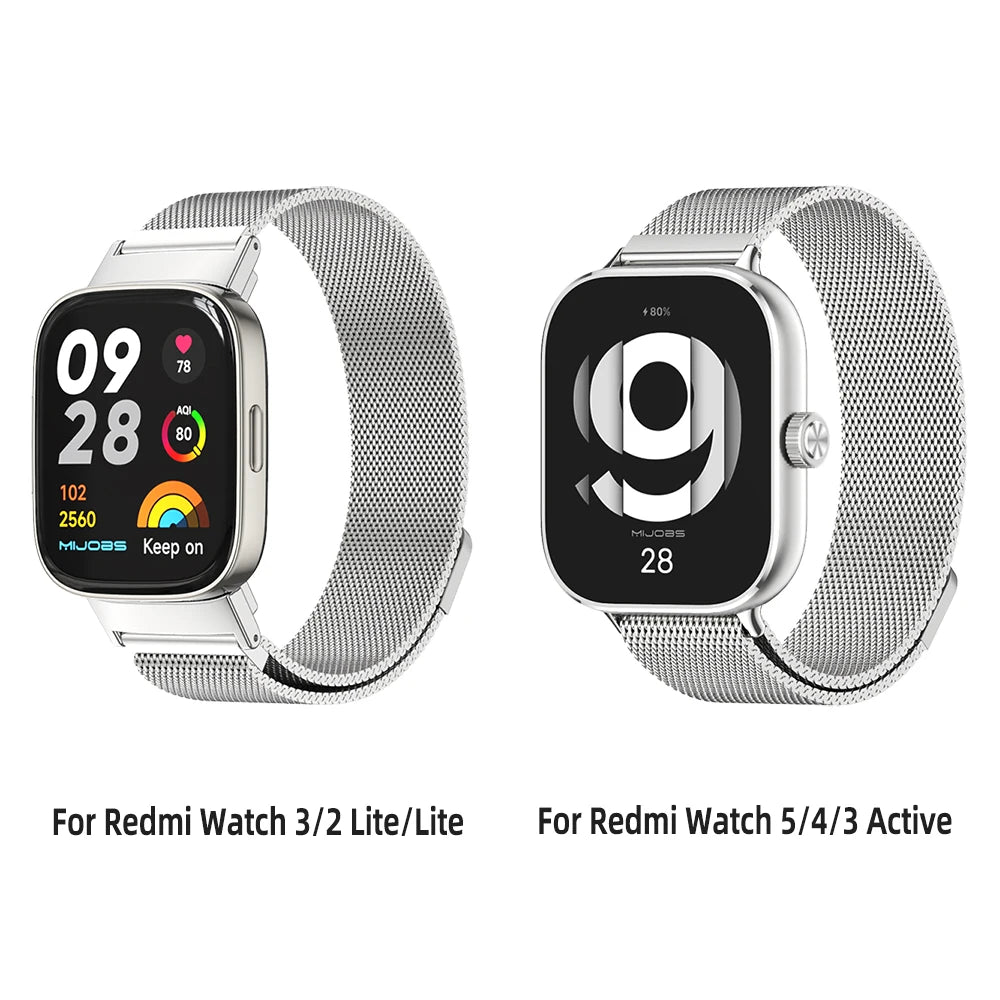 Correa Metálica para Xiaomi Redmi Watch 2 Lite / Watch 3 Active / Watch 4, 5, 6【Acero Inoxidable Ajustable