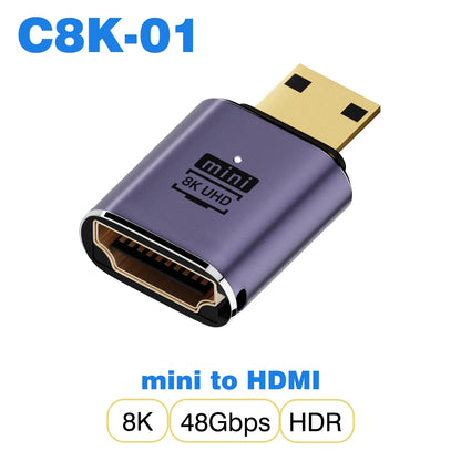 🎮 Adaptador HDMI 2.1 【8K@60Hz/4K@120Hz】- Compatible con PS5, Proyectores, Laptops & PC 🚀 48Gbps Ultra HD | Mini/Micro HDMI a HDMI