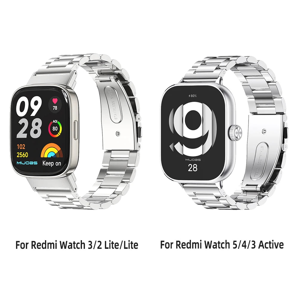 Correa Metálica para Xiaomi Redmi Watch 2 Lite / Watch 3 Active / Watch 4, 5, 6【Acero Inoxidable Ajustable
