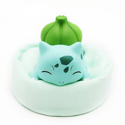 Kit de 6 figuras de Pokemon, Pikachu, Bulbasaur, posición para dormir.