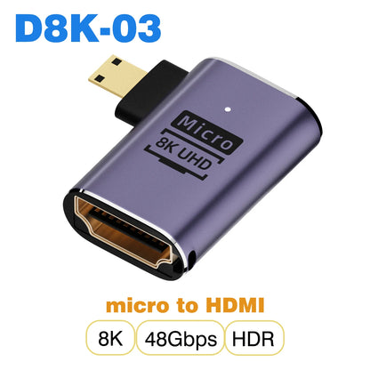 🎮 Adaptador HDMI 2.1 【8K@60Hz/4K@120Hz】- Compatible con PS5, Proyectores, Laptops & PC 🚀 48Gbps Ultra HD | Mini/Micro HDMI a HDMI