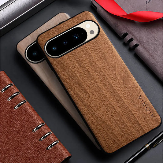 Funda de Madera de Bambú para Google Pixel Protección Elegante para Pixel 10 Pro, 9A, 8, 7, 6, 5 & Series "A"