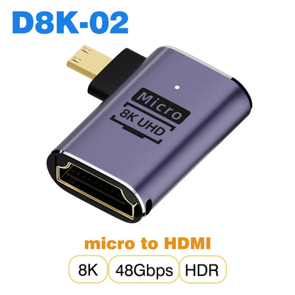 🎮 Adaptador HDMI 2.1 【8K@60Hz/4K@120Hz】- Compatible con PS5, Proyectores, Laptops & PC 🚀 48Gbps Ultra HD | Mini/Micro HDMI a HDMI