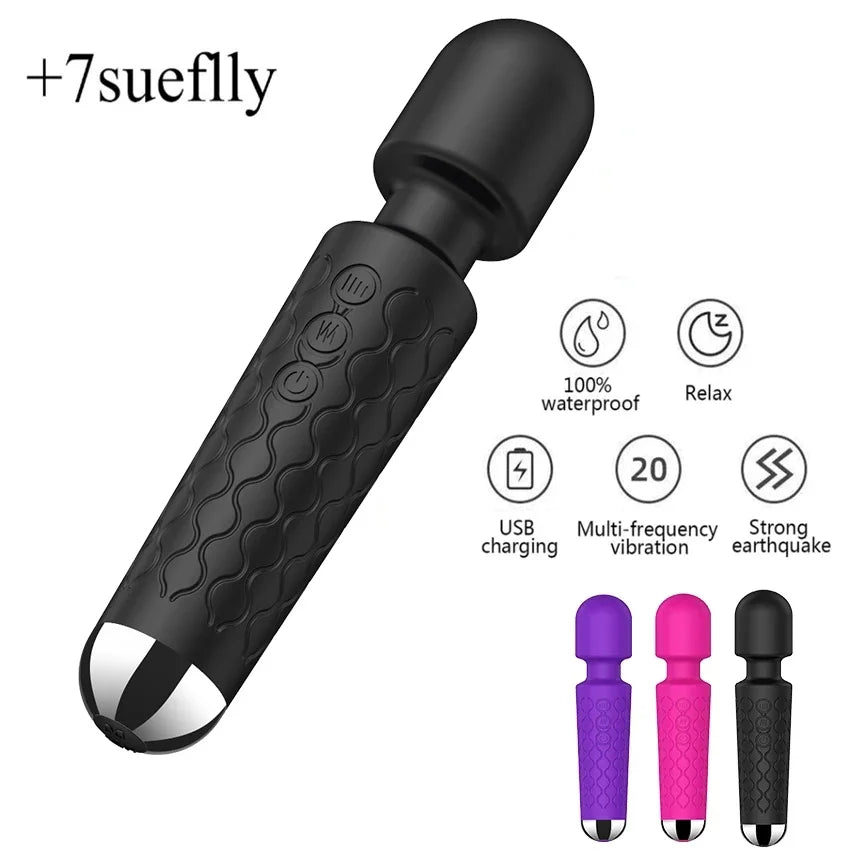 Mini vibrador con 20 modos de vibración, palo mágico, masajeador de carga USB, vibradores de punto G y clítoris, juguete sexual para mujeres y Adultos