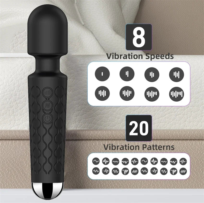 Mini vibrador con 20 modos de vibración, palo mágico, masajeador de carga USB, vibradores de punto G y clítoris, juguete sexual para mujeres y Adultos