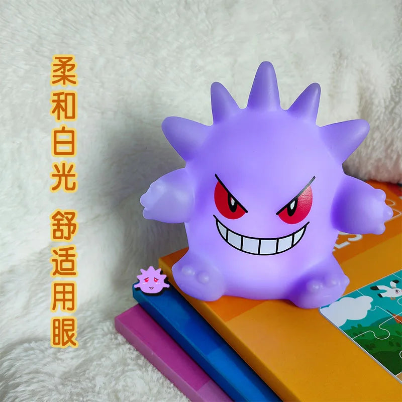 Figuras de Pokémon con luz nocturna, modelo gengar, lámpara de mesita de noche