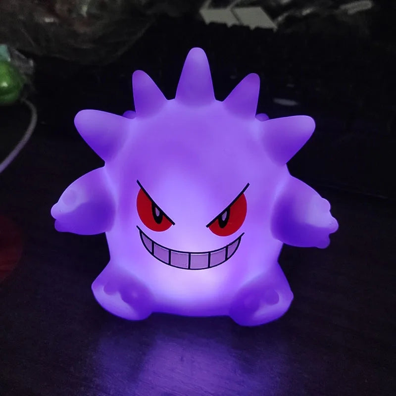 Figuras de Pokémon con luz nocturna, modelo gengar, lámpara de mesita de noche