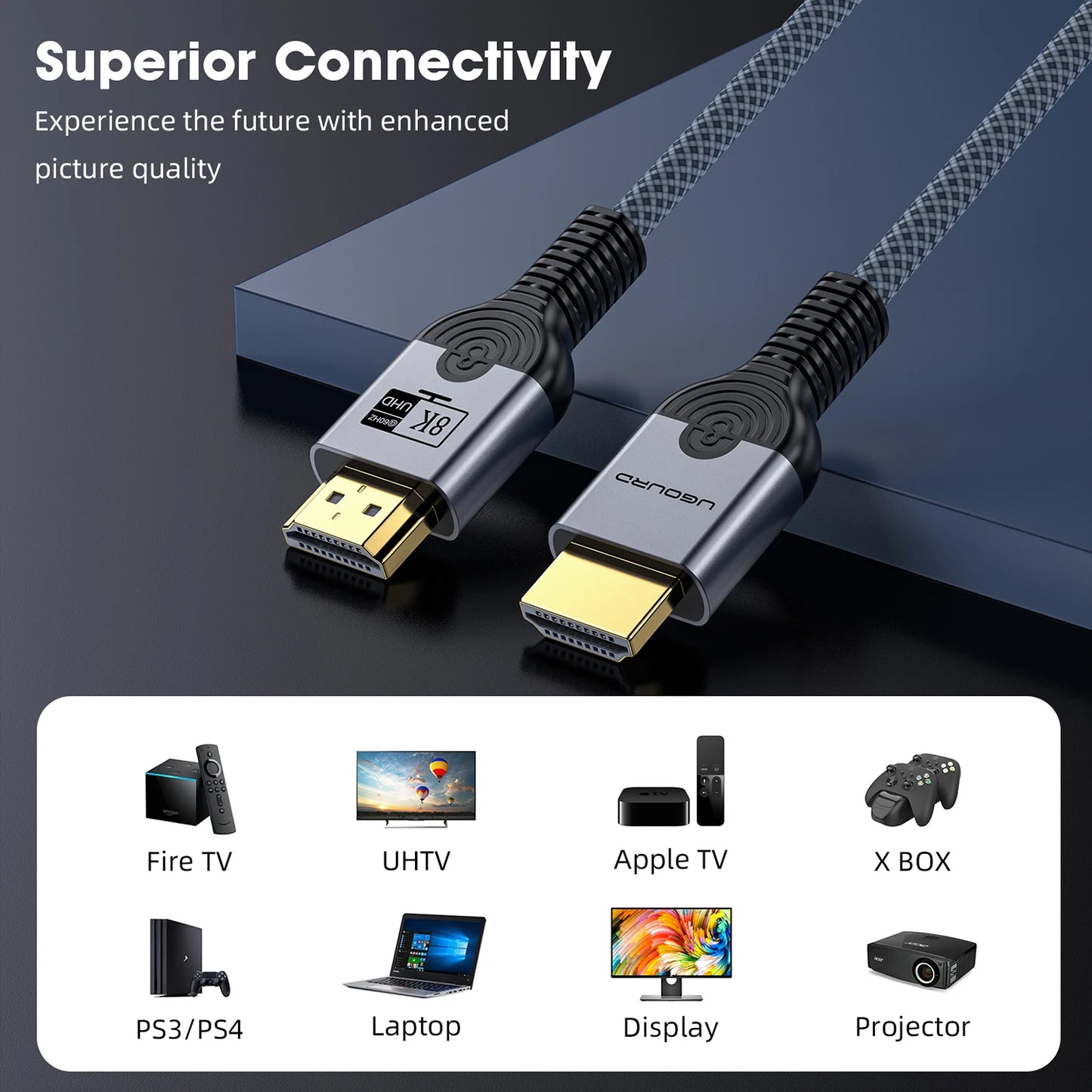 🚀 Cable HDMI 2.1 8K/60Hz & 4K/120Hz 【3m/5m】- 48Gbps, HDR Dinámico, Alta Velocidad para PS5, Xbox, Apple TV & Más 🎮