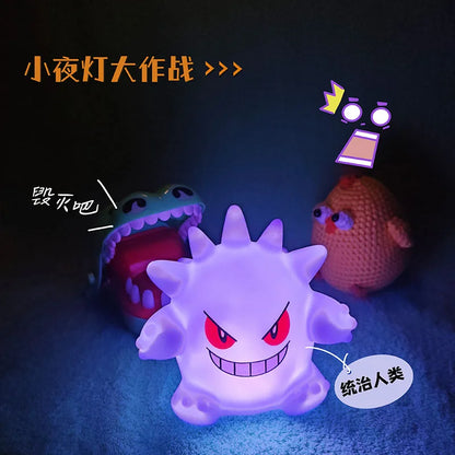 Figuras de Pokémon con luz nocturna, modelo gengar, lámpara de mesita de noche